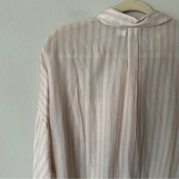 Urban Outfitters BDG Striped Button Down Blouse Pink and White M - Picture 11 of 12